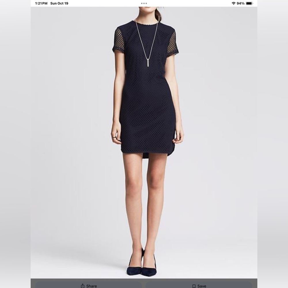 Banana Republic Navy Mesh Mini Dress Nw Size 6 - Picture 3 of 11